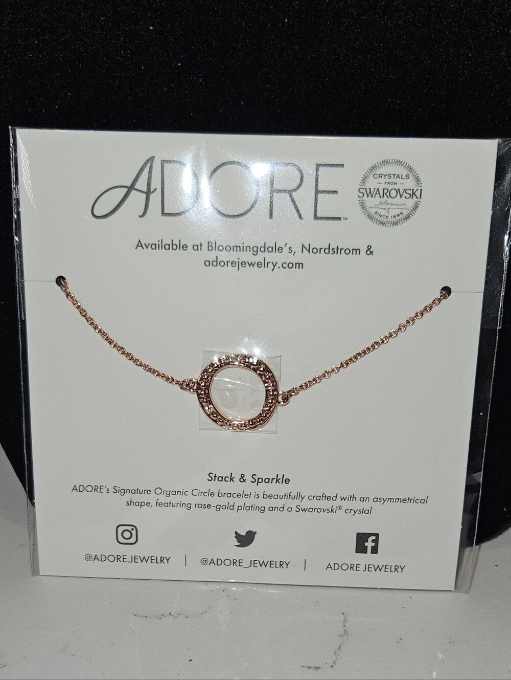 NWT ADORE Swarovski Crystal Organic Circle Bracelet Rose Gold Tone
